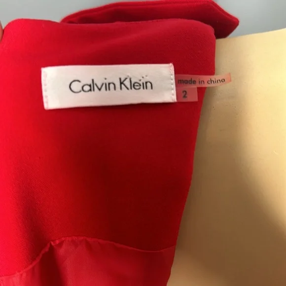Calvin Klein red dress zipper back sleeveless size 2 - Picture 5 of 12
